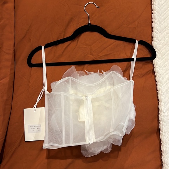 NWT Par Violet XS Floral Tribute Bustier White - Picture 2 of 4